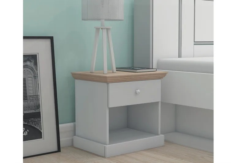 Jundapah Sängbord 45x35 cm, Grå/Brun