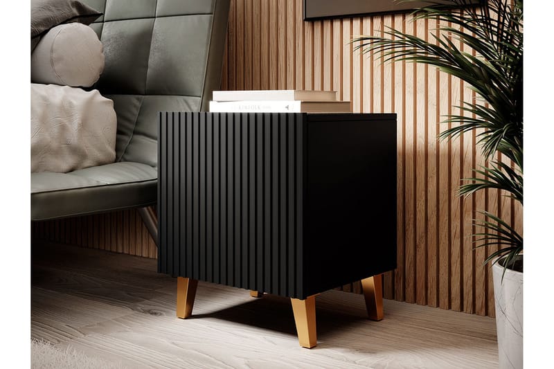 Juniskär Sängbord Fyrkantig Svart|Guld - Möbler - Bord & matgrupper - Avlastningsbord - Sängbord & nattduksbord