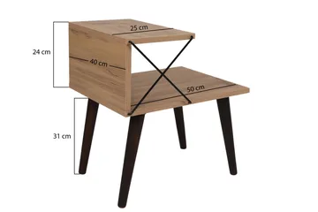 Kaysie Retro Sängbord 50 cm med Trä- och Ekutseende, Förvaring med Hyllor - Natur - Möbler - Bord & matgrupper - Avlastningsbord - Sängbord & nattduksbord