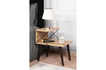 Kaysie Retro Sängbord 50 cm med Trä- och Ekutseende, Förvaring med Hyllor - Natur - Möbler - Bord & matgrupper - Avlastningsbord - Sängbord & nattduksbord