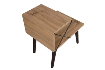 Kaysie Retro Sängbord 50 cm med Trä- och Ekutseende, Förvaring med Hyllor - Natur - Möbler - Bord & matgrupper - Avlastningsbord - Sängbord & nattduksbord