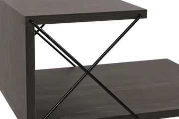 Kaysie Retro Sängbord 50 cm med Trä- och Valnötsutseende, Förvaring med Hyllor - Mörkbrun - Möbler - Bord & matgrupper - Avlastningsbord - Sängbord & nattduksbord