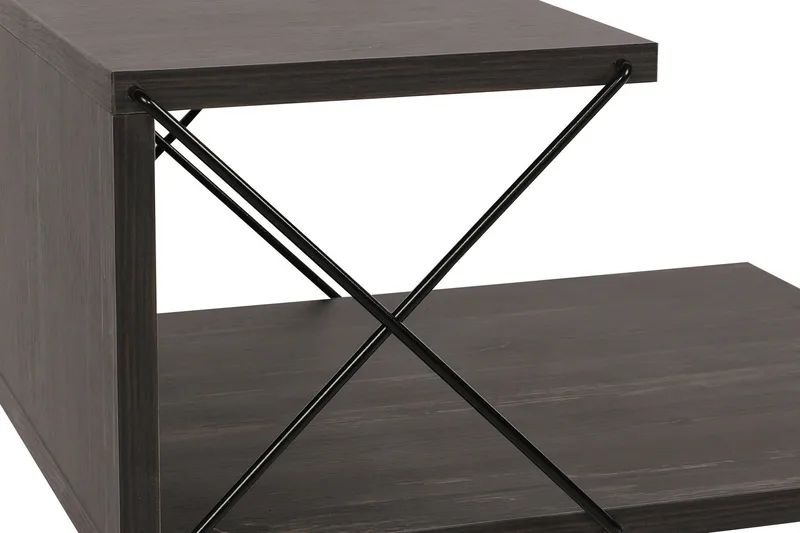 Kaysie Retro Sängbord 50 cm med Trä- och Valnötsutseende, Förvaring med Hyllor - Mörkbrun - Möbler - Bord & matgrupper - Avlastningsbord - Sängbord & nattduksbord