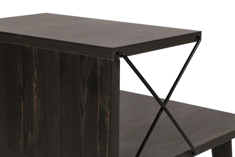 Kaysie Retro Sängbord 50 cm med Trä- och Valnötsutseende, Förvaring med Hyllor - Mörkbrun - Möbler - Bord & matgrupper - Avlastningsbord - Sängbord & nattduksbord
