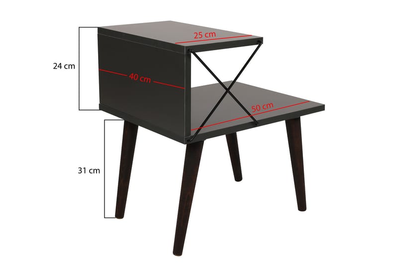 Kaysie Sängbord 50 cm - Antracit - Möbler - Bord & matgrupper - Avlastningsbord - Sängbord & nattduksbord