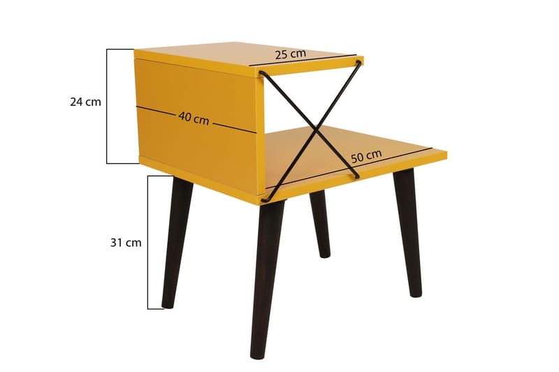 Kaysie Sängbord 50 cm - Gul - Möbler - Bord & matgrupper - Avlastningsbord - Sängbord & nattduksbord
