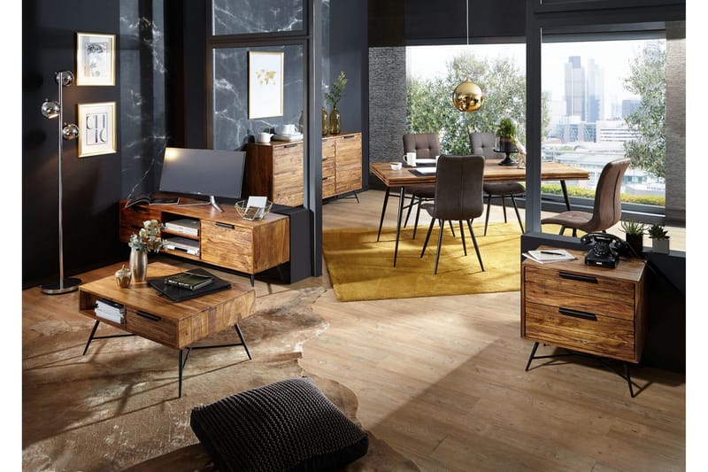 Kimbal Sängbord 60 cm med Förvaring 2 Lådor - Massivt Trä/Svart - Möbler - Bord & matgrupper - Avlastningsbord - Sängbord & nattduksbord