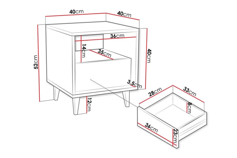 Kintore Sängbord 40 cm - Brun - Möbler - Bord & matgrupper - Avlastningsbord - Sängbord & nattduksbord