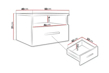 Kintore Sängbord 50 cm - Vit - Möbler - Bord & matgrupper - Avlastningsbord - Sängbord & nattduksbord