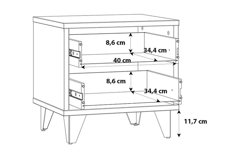 Kocherinovo Sängbord 42x50 cm - Brun/Grå - Sängbord & nattduksbord