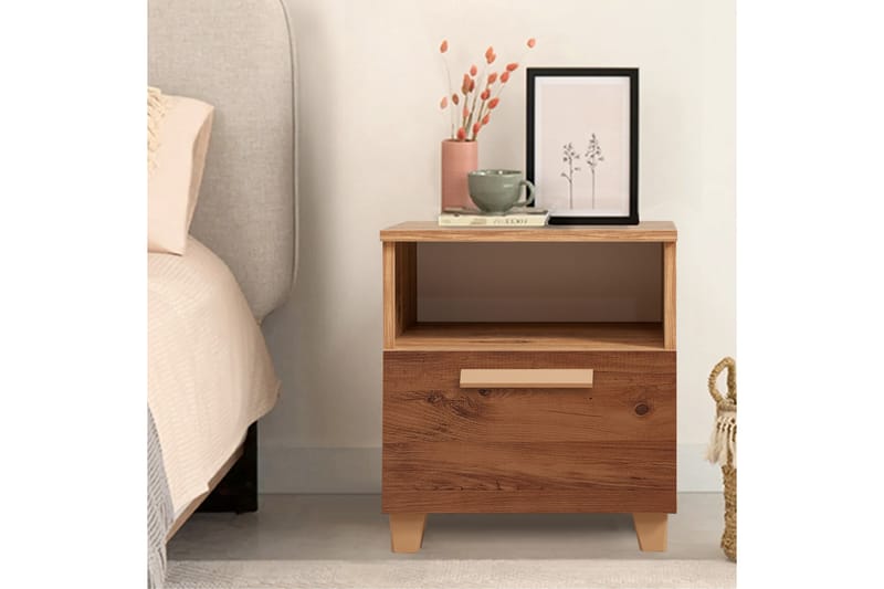 Leva Sängbord 45x40 cm Brun - Hanah Home - Möbler - Bord & matgrupper - Avlastningsbord - Sängbord & nattduksbord