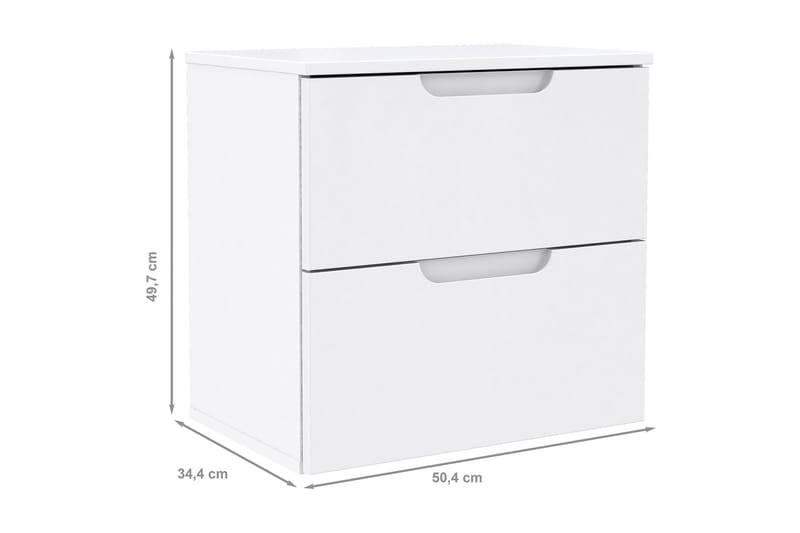 Llanharry Sängbord 50 cm med Förvaring 2 Lådor - Vit - Möbler - Bord & matgrupper - Avlastningsbord - Sängbord & nattduksbord
