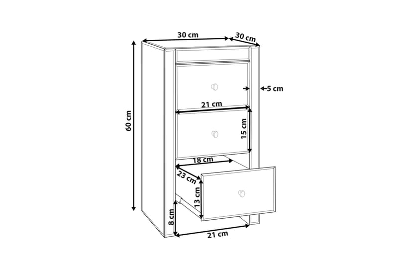 Lorris Sängbord 45 cm - Silver - Sängbord & nattduksbord