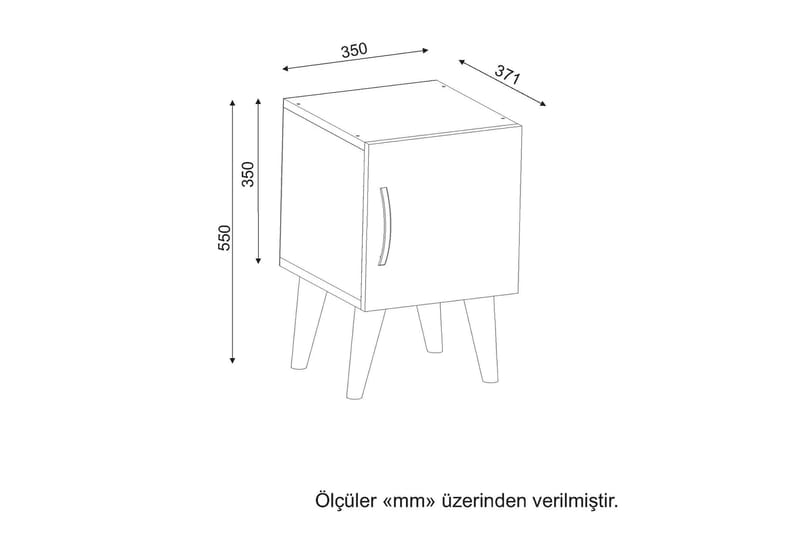 Louvrall Sängbord 35 cm Liten med Förvaring Skåp - Vit/Valnötsbrun - Sängbord & nattduksbord