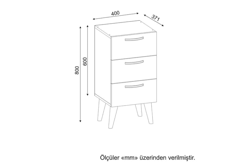 Louvrall Sängbord 40 cm med Förvaring 3 Lådor - Vit/Valnötsbrun - Sängbord & nattduksbord