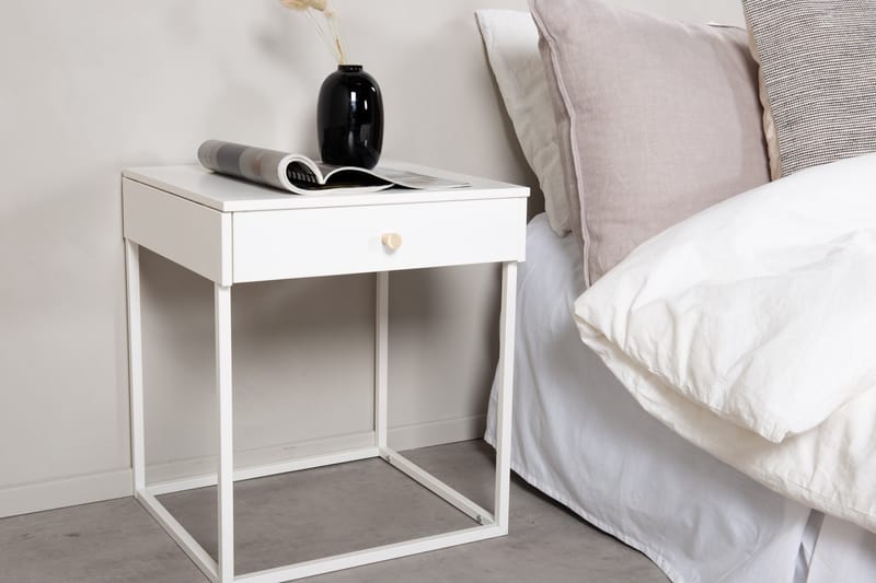 Lovenote Sängbord 43 cm med Förvaring Låda - Vit - Sängbord & nattduksbord