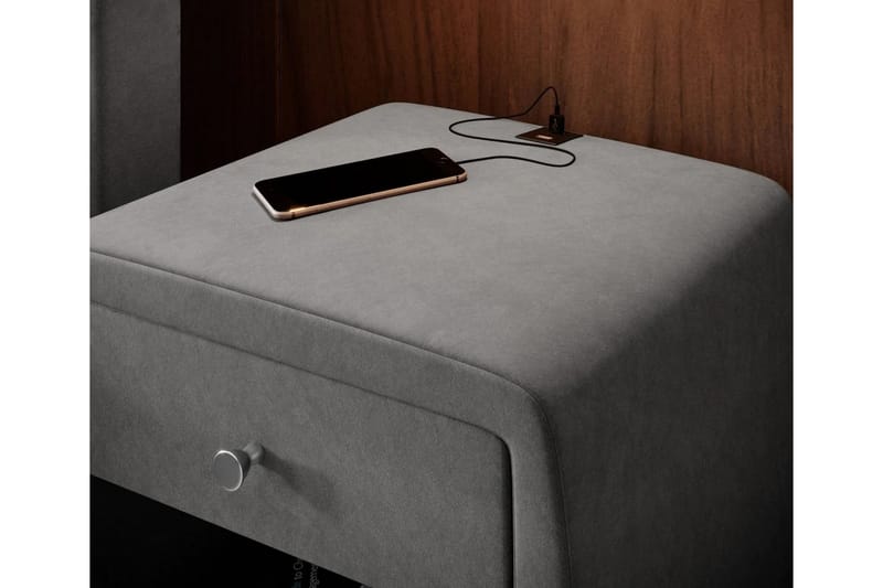 Lysander Sängbord 48 cm med Förvaring Låda - Antracit - Sängbord & nattduksbord