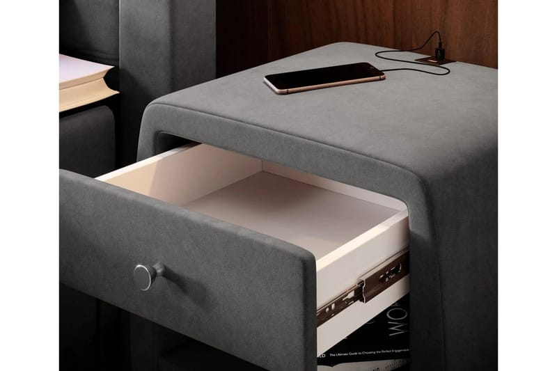 Lysander Sängbord 48 cm med Förvaring Låda - Antracit - Möbler - Bord & matgrupper - Avlastningsbord - Sängbord & nattduksbord