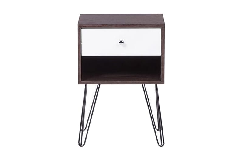 Mashaw Sängbord 40 cm med Förvaring Låda + Hylla - Mörkbrun/Vit - Sängbord & nattduksbord