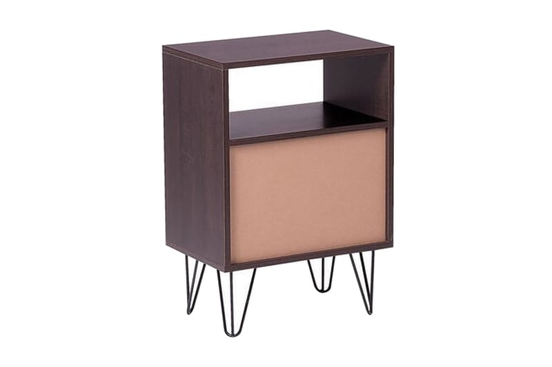 Mashaw Sängbord 45 cm med Förvaring 2 Lådor + Hylla - Mörkbrun/Vit - Möbler - Bord & matgrupper - Avlastningsbord - Sängbord & nattduksbord