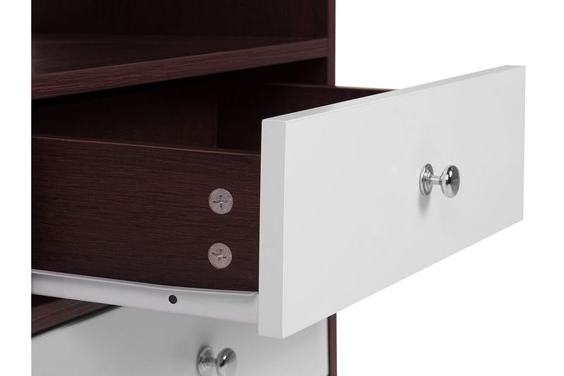 Mashaw Sängbord 45 cm med Förvaring 2 Lådor + Hylla - Mörkbrun/Vit - Möbler - Bord & matgrupper - Avlastningsbord - Sängbord & nattduksbord