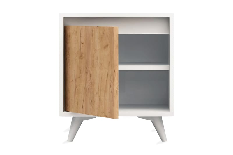 Mod Design Sängbord 45 cm med Förvaring Skåp - Trä/Vit - Sängbord & nattduksbord