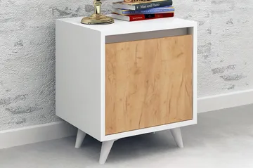 Mod Design Sängbord 45 cm med Förvaring Skåp - Trä/Vit - Möbler - Bord & matgrupper - Avlastningsbord - Sängbord & nattduksbord