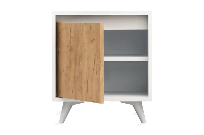 Mod Design Sängbord 45 cm med Förvaring Skåp - Trä/Vit - Möbler - Bord & matgrupper - Avlastningsbord - Sängbord & nattduksbord