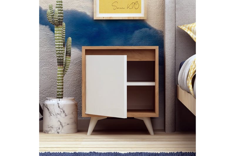 Mod Design Sängbord 45 cm med Förvaring Vitt Skåp - Trä/Vit - Möbler - Bord & matgrupper - Avlastningsbord - Sängbord & nattduksbord