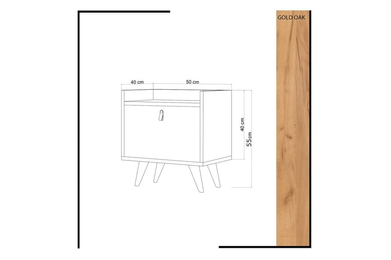 Mod Design Sängbord 50 cm med Förvaring Skåp Läderbeslag - Trä/Vit - Möbler - Bord & matgrupper - Avlastningsbord - Sängbord & nattduksbord