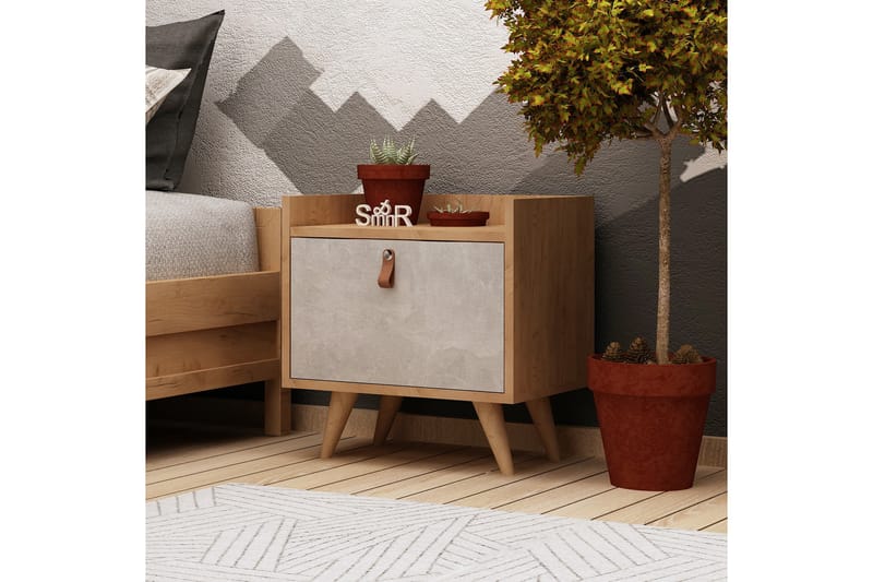 Mod Design Sängbord 50 cm med Förvaring Skåp - Trä/Vit - Möbler - Bord & matgrupper - Avlastningsbord - Sängbord & nattduksbord