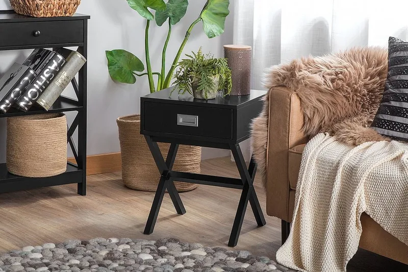Mondejar Sängbord 40 cm med Förvaring Låda - Svart - Möbler - Bord & matgrupper - Avlastningsbord - Sängbord & nattduksbord