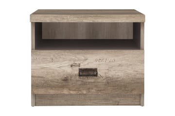 Movico Sängbord 50 cm med Förvaring Låda + Hylla - Ekfärg/Grå - Möbler - Bord & matgrupper - Avlastningsbord - Sängbord & nattduksbord