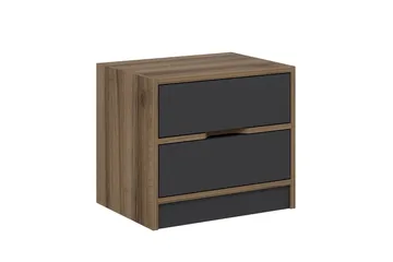 Munna Sängbord & Nattduksbord 54 cm med Trä- och Valnötsutseende, Förvaring med Lådor - Brun - Möbler - Bord & matgrupper - Avlastningsbord - Sängbord & nattduksbord