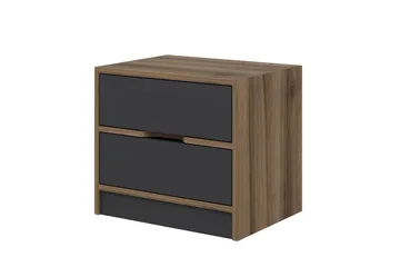 Munna Sängbord & Nattduksbord 54 cm med Trä- och Valnötsutseende, Förvaring med Lådor - Brun - Möbler - Bord & matgrupper - Avlastningsbord - Sängbord & nattduksbord