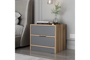 Munna Sängbord & Nattduksbord 54 cm med Trä- och Valnötsutseende, Förvaring med Lådor - Brun - Möbler - Bord & matgrupper - Avlastningsbord - Sängbord & nattduksbord