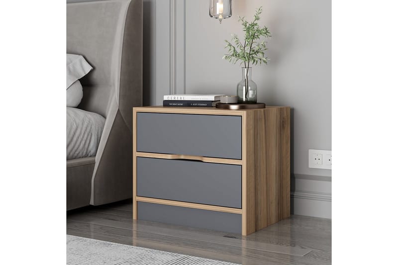 Munna Sängbord 54 cm - Valnöt/Antracit - Möbler - Bord & matgrupper - Avlastningsbord - Sängbord & nattduksbord