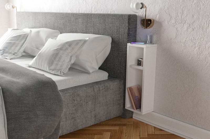Myrvallen Sängbord 15 cm med Förvaring 2 Hyllor - Vit - Möbler - Bord & matgrupper - Avlastningsbord - Sängbord & nattduksbord