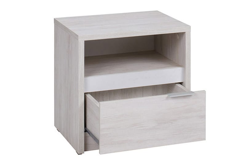Najera Sängbord 47 cm med Förvaring Skåp + Hylla - Brun/Natur - Sängbord & nattduksbord