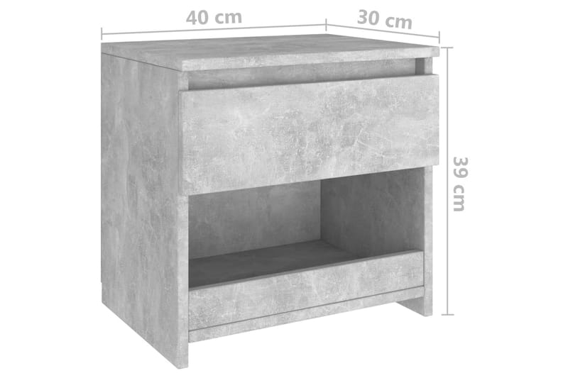 Nattduksbord 2 st betonggrå 40x30x39 cm spånskiva - Grå - Möbler - Bord & matgrupper - Avlastningsbord - Sängbord & nattduksbord
