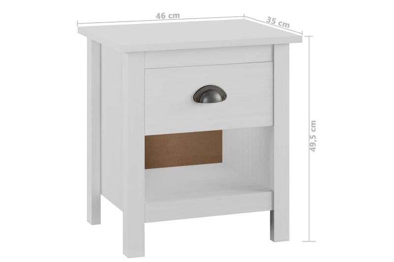 Nattduksbord 2 st Hill Range 46x35x49,5 cm massiv furu - Vit - Möbler - Bord & matgrupper - Avlastningsbord - Sängbord & nattduksbord