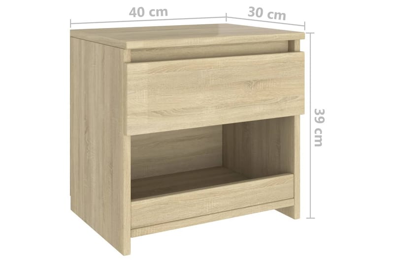 Nattduksbord 2 st sonoma-ek 40x30x39 cm spånskiva - Brun - Möbler - Bord & matgrupper - Avlastningsbord - Sängbord & nattduksbord