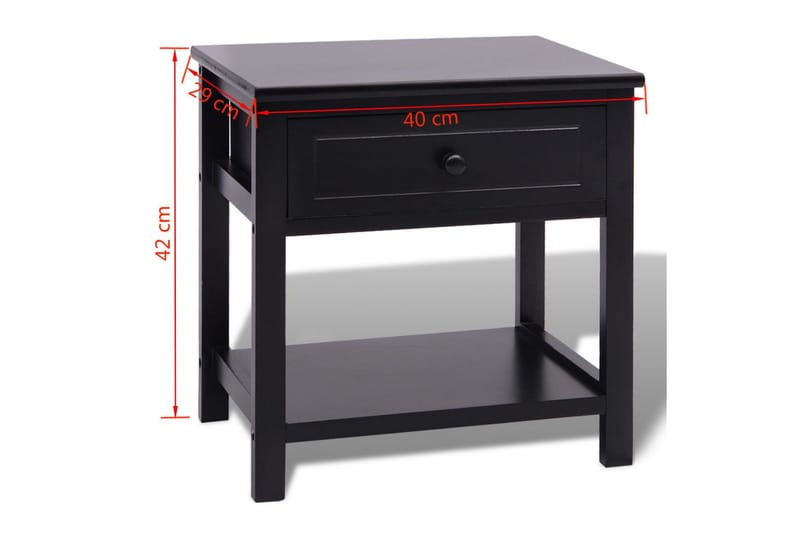 Nattduksbord 2 st trä svart - Svart - Sängbord & nattduksbord