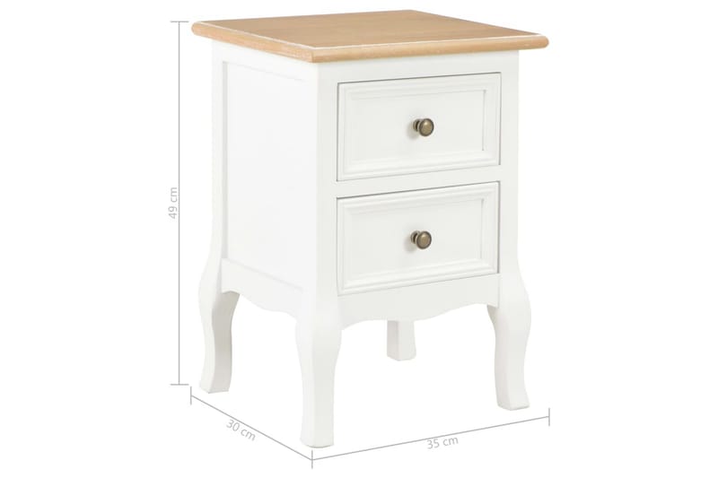 Nattduksbord 2 st vit 35x30x49 cm MDF - Vit - Möbler - Bord & matgrupper - Avlastningsbord - Sängbord & nattduksbord