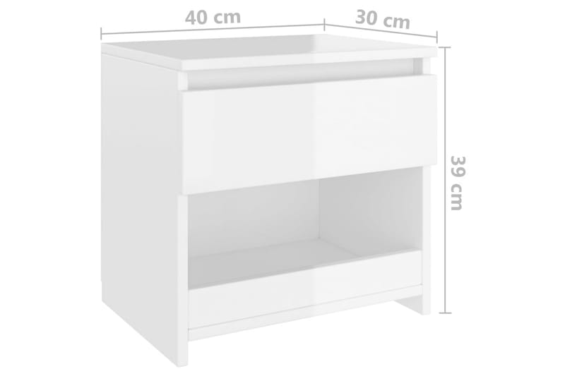 Nattduksbord 2 st vit högglans 40x30x39 cm spånskiva - Vit - Möbler - Bord & matgrupper - Avlastningsbord - Sängbord & nattduksbord