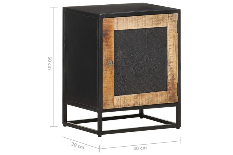 Nattduksbord 40x30x50 cm massivt grovt mangoträ - Svart - Möbler - Bord & matgrupper - Avlastningsbord - Sängbord & nattduksbord