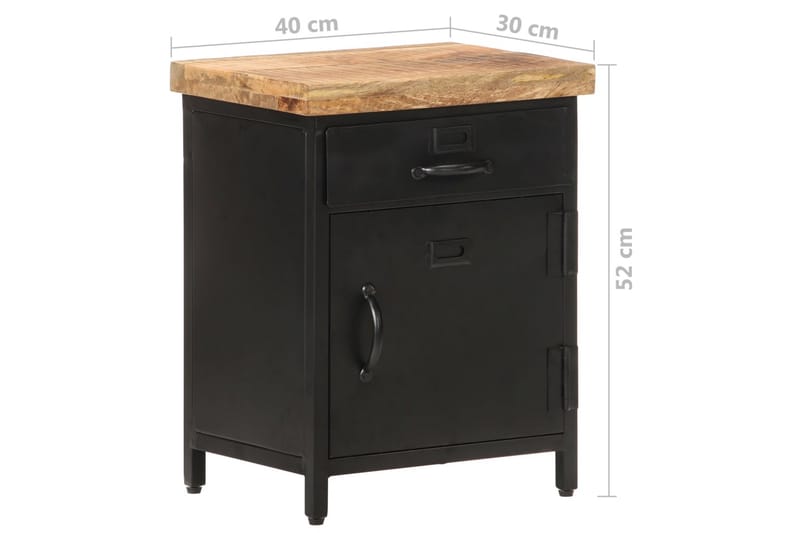 Nattduksbord 40x30x52 cm grovt mangoträ - Svart - Möbler - Bord & matgrupper - Avlastningsbord - Sängbord & nattduksbord