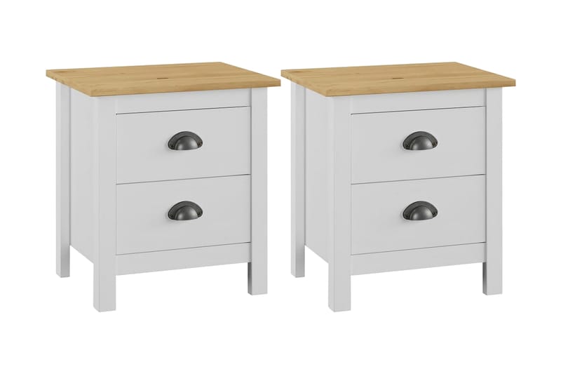 Nattduksbord Hill Range 2 st vit 46x35x49,5 cm massiv furu - Vit - Möbler - Bord & matgrupper - Avlastningsbord - Sängbord & nattduksbord