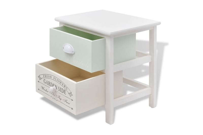 Nattduksbord i fransk stil 2 st trä - Vit - S�ängbord & nattduksbord