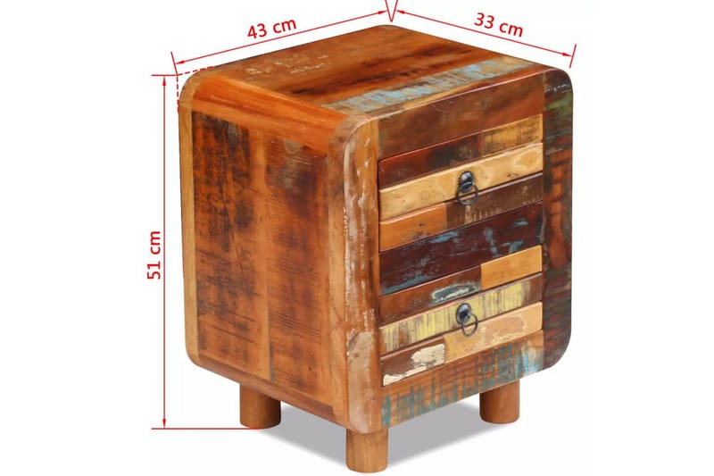 Nattduksbord massivt återvunnet trä 43x33x51 cm - Brun - Sängbord & nattduksbord